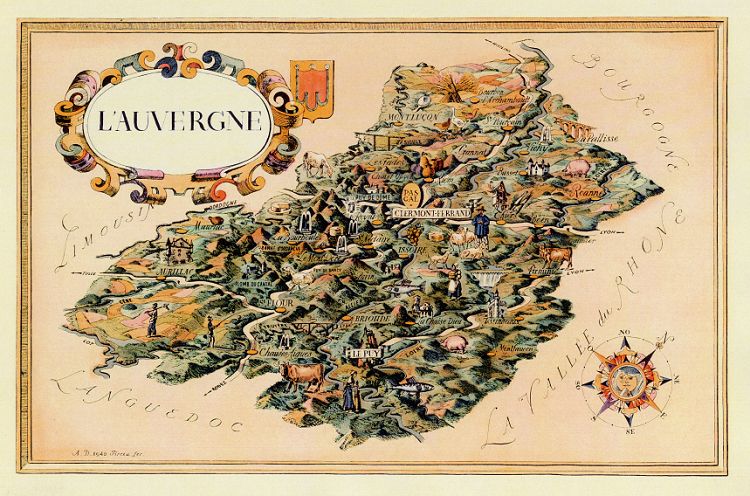 Carte dcore de l'Auvergne