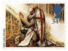 Le Chevalier Galaad - timbre mis par la Poste britannique en 1985